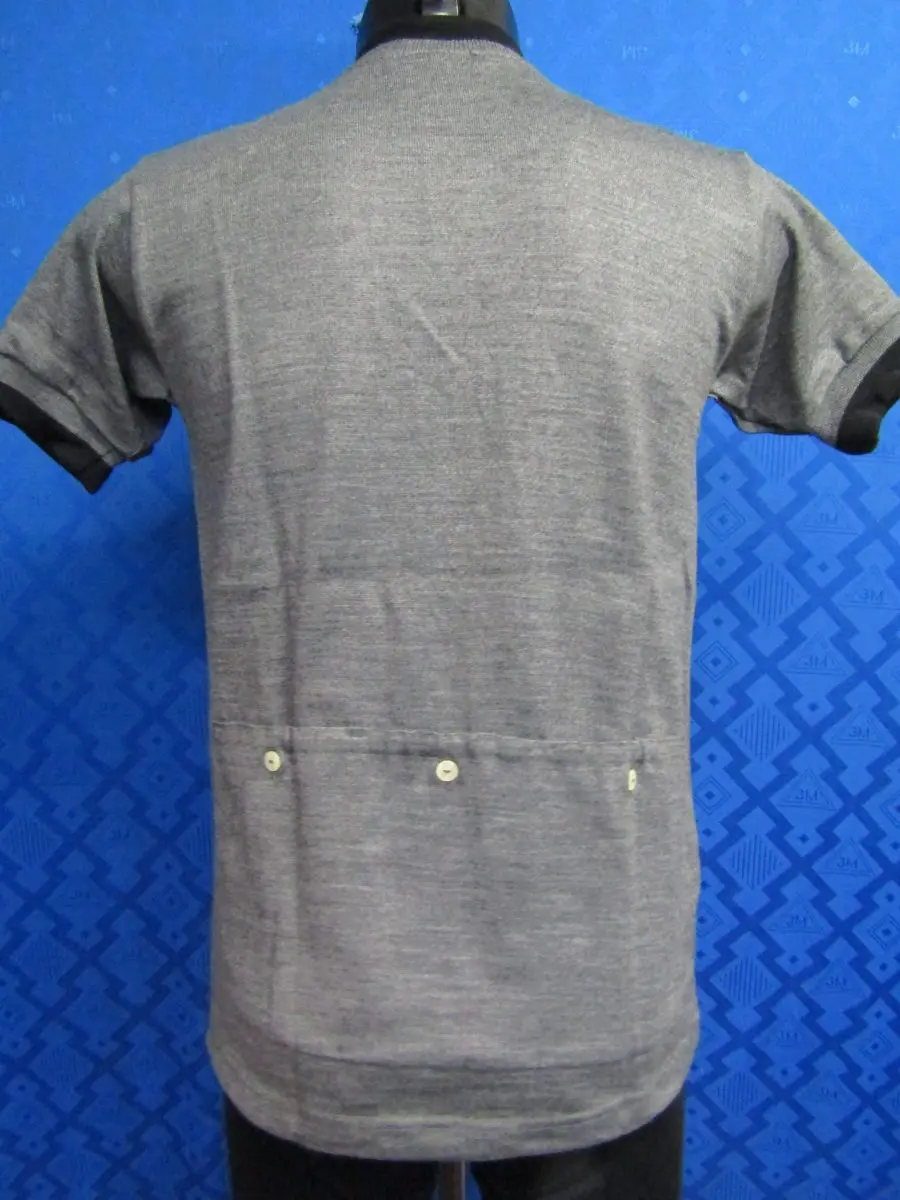 MAGLIA LANA ANNI 70' GRIGIO MELANGE RIFINITURE COLLO E POLSINI NERI - immagine 6