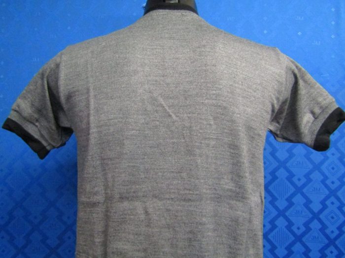 MAGLIA LANA ANNI 70' GRIGIO MELANGE RIFINITURE COLLO E POLSINI NERI - immagine 7