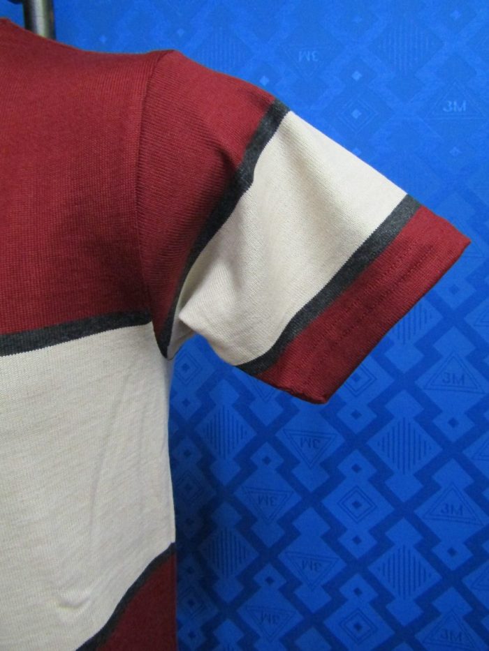MAGLIA LANA ANNI 70' AMARANTO FASCIA CREMA E PICCOLA GRIGIO ANTRACITE - immagine 4