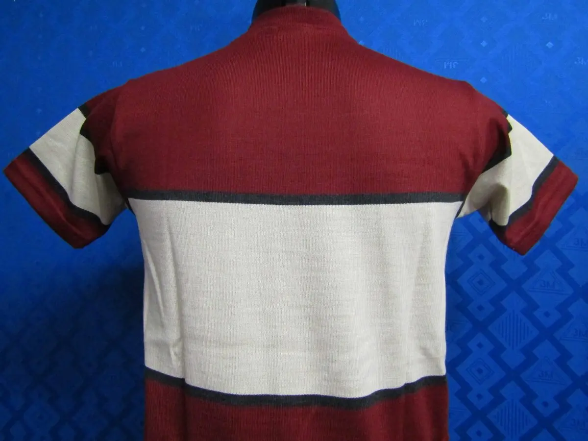 MAGLIA LANA ANNI 70' AMARANTO FASCIA CREMA E PICCOLA GRIGIO ANTRACITE - immagine 7