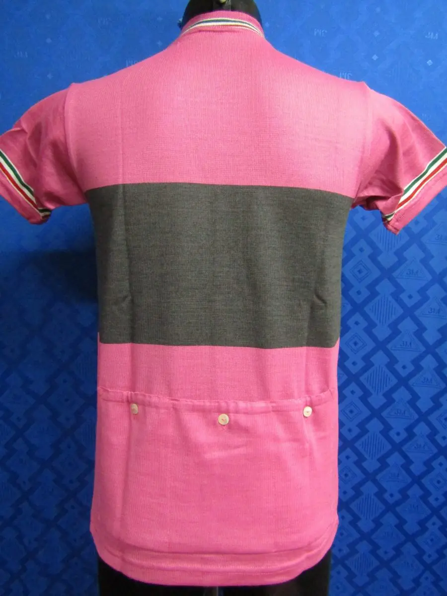 MAGLIA LANA ANNI 70' MAGENTA FASCIA GRIGIO SCURO CON RIFINITURE TRICOLORI - immagine 6