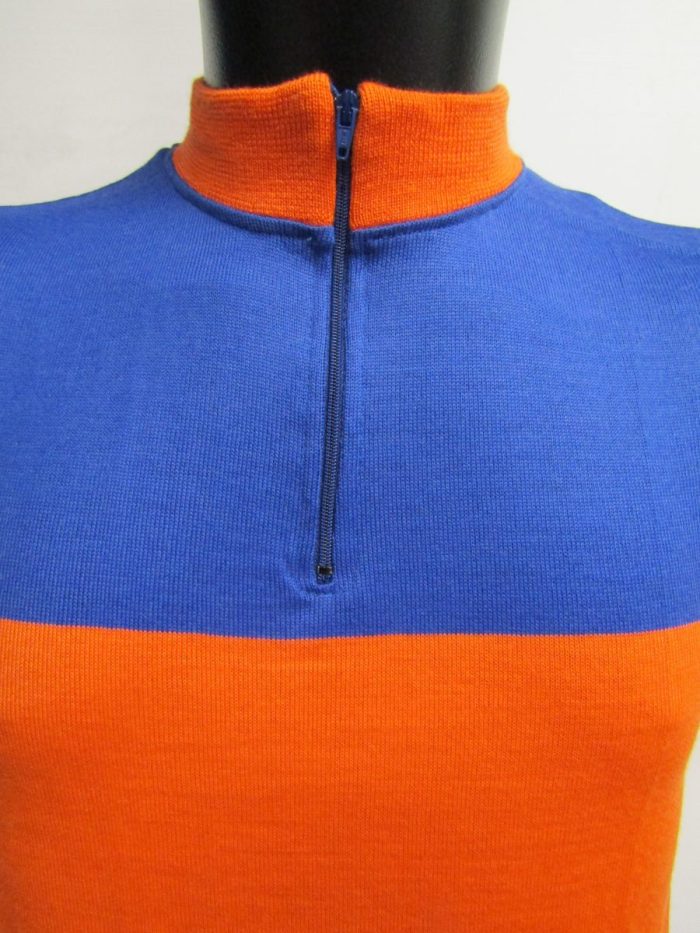 MAGLIA LANA ANNI 70' AZZURRO FASCIA E RIFINITURE ARANCIO - immagine 3