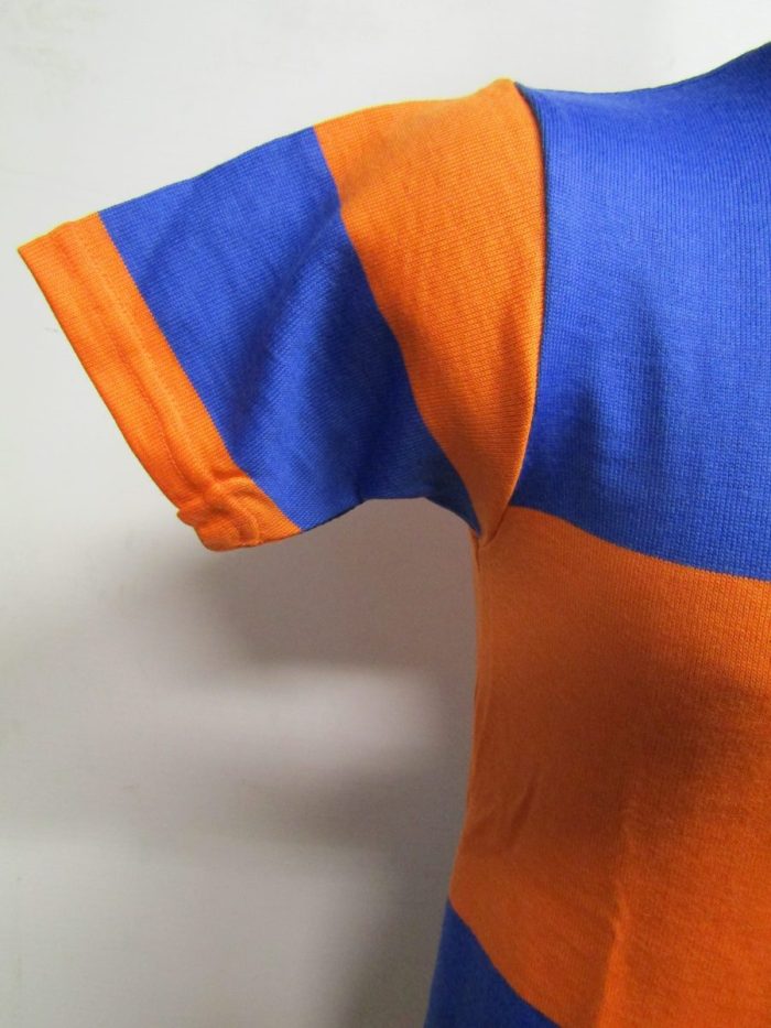 MAGLIA LANA ANNI 70' AZZURRO FASCIA E RIFINITURE ARANCIO - immagine 5