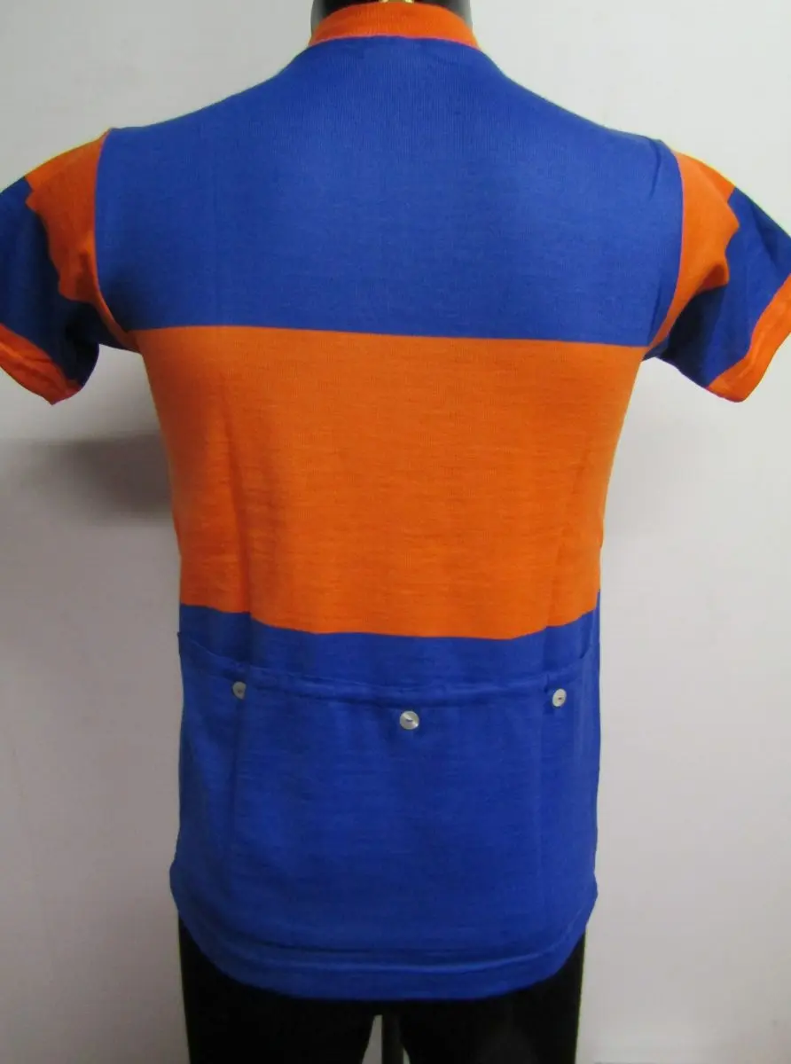 MAGLIA LANA ANNI 70' AZZURRO FASCIA E RIFINITURE ARANCIO - immagine 6