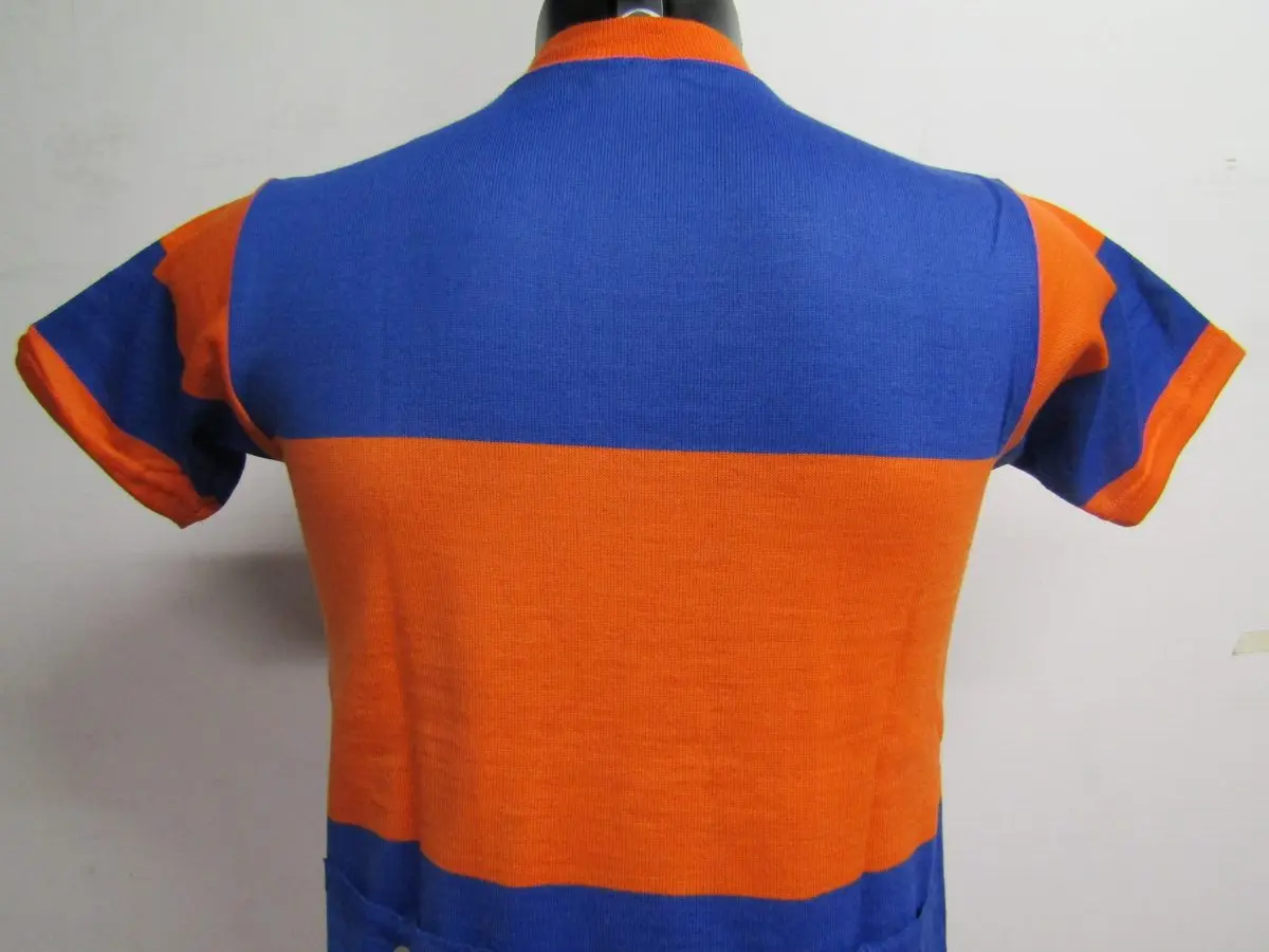 MAGLIA LANA ANNI 70' AZZURRO FASCIA E RIFINITURE ARANCIO - immagine 7