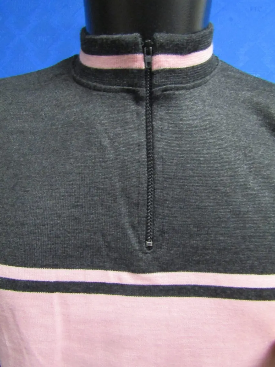 MAGLIA LANA ANNI 70' GRIGIO ANTRACITE FASCIA ROSA - immagine 3