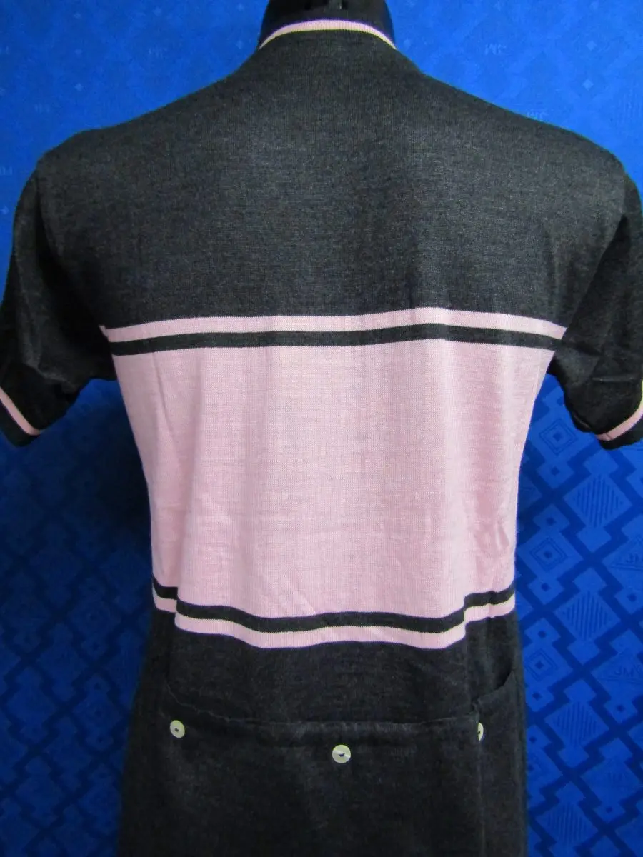 MAGLIA LANA ANNI 70' GRIGIO ANTRACITE FASCIA ROSA - immagine 5