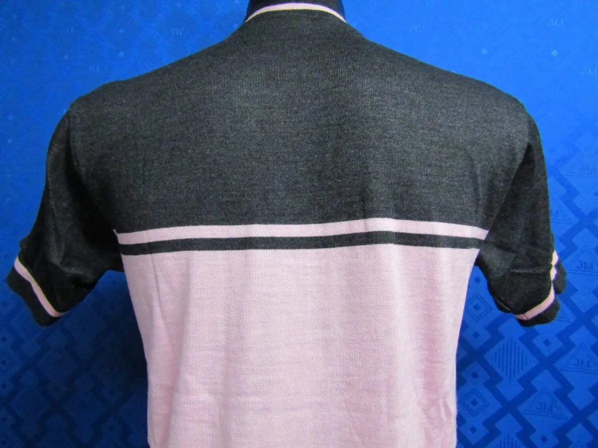 MAGLIA LANA ANNI 70' GRIGIO ANTRACITE FASCIA ROSA - immagine 6