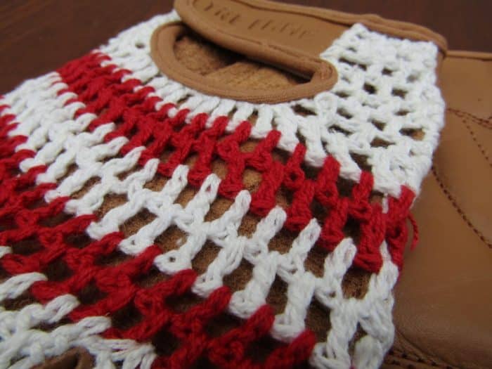 GUANTINO CON DORSO IN CORDA BIANCO/ROSSO - immagine 5