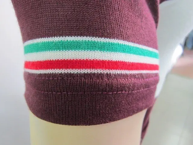 MAGLIA LANA ANNI 70' BORDEAUX FASCIA BIANCA CON RIFINITURE TRICOLORI - immagine 4