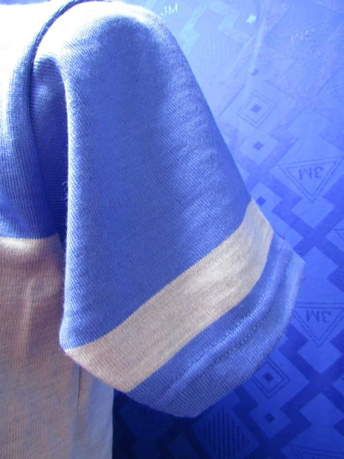 MAGLIA LANA ANNI 70' AZZURRO FASCIA E RIFINITURE GRIGIO CHIARO - immagine 3