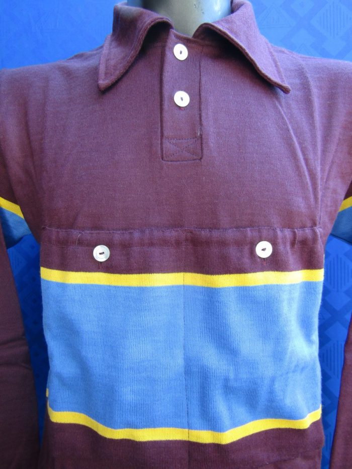 MAGLIA M/L LANA ANNI '40/50 BORDEAUX FASCIA AZZURRA E GIALLA - immagine 2