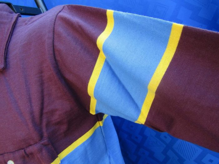 MAGLIA M/L LANA ANNI '40/50 BORDEAUX FASCIA AZZURRA E GIALLA - immagine 3
