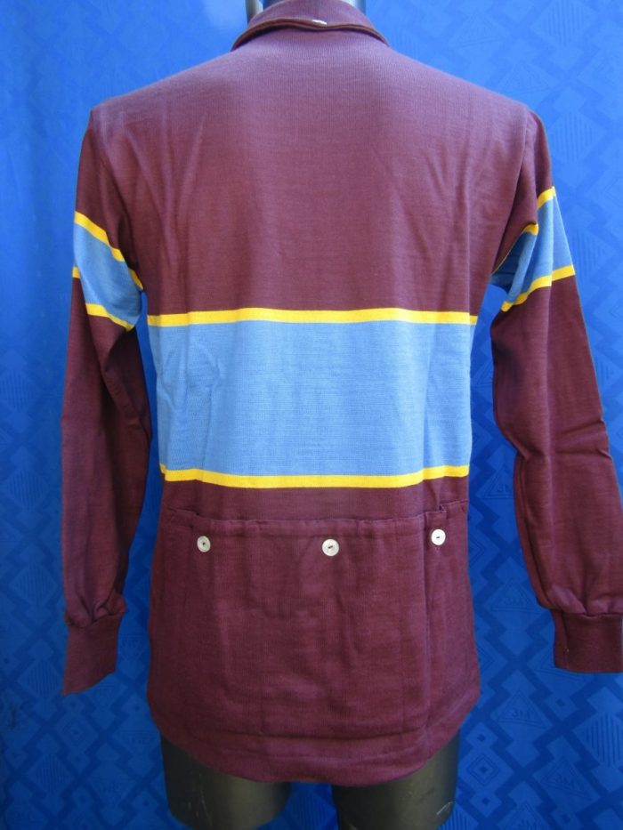 MAGLIA M/L LANA ANNI '40/50 BORDEAUX FASCIA AZZURRA E GIALLA - immagine 4