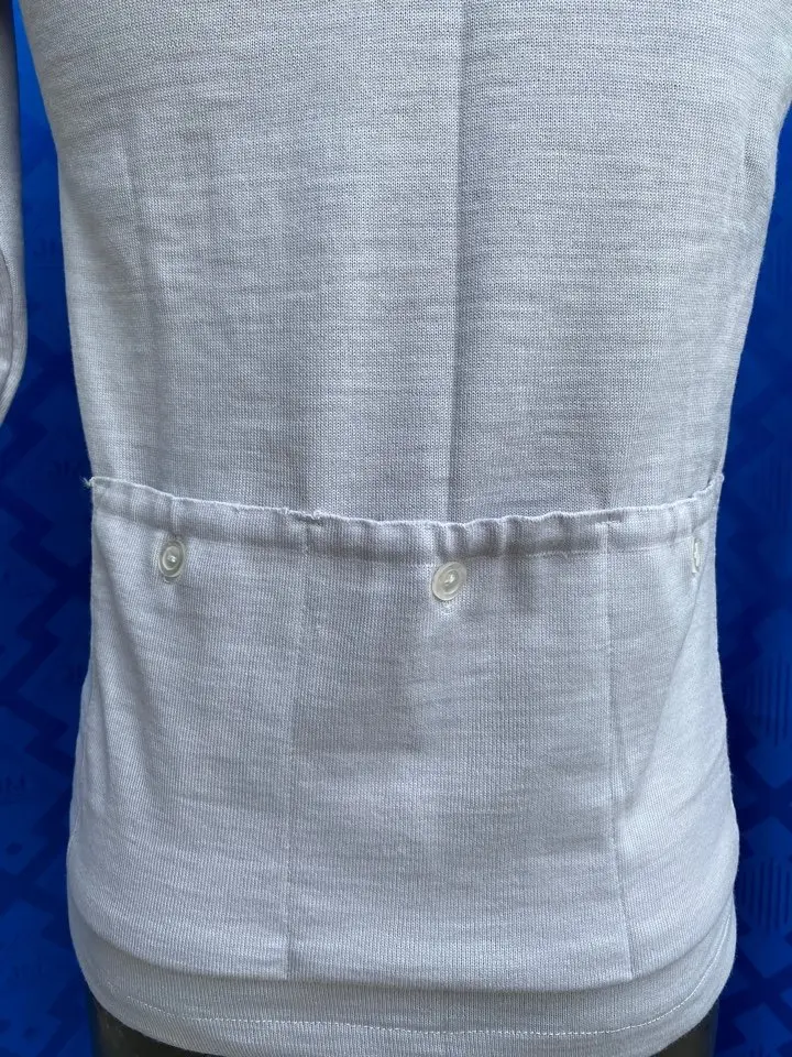 MAGLIA M/L LANA ANNI '20/30 GRIGIO CHIARO COLLO E POLSINI ROSSI - immagine 5