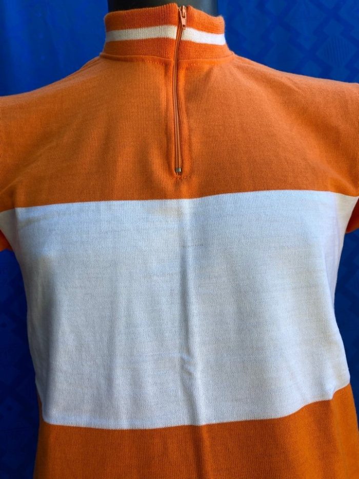 MAGLIA LANA ANNI 70' ARANCIO FASCIA BIANCA - immagine 2