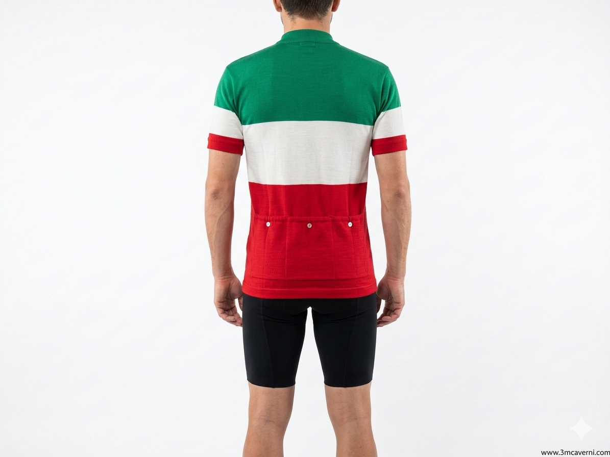 Maglia Ciclismo Vintage anni '70 Tricolore Italia – Lana Merino - immagine 2