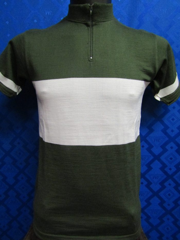 MAGLIA LANA ANNI 70' VERDE SCURO ANTICO FASCIA BIANCA
