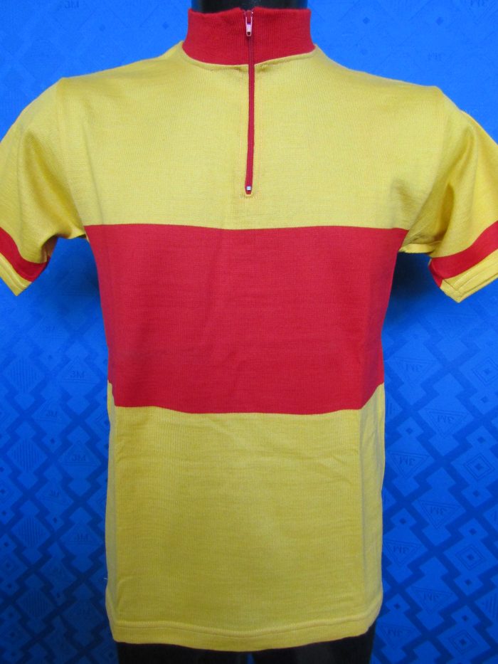 MAGLIA LANA ANNI 70' GIALLA FASCIA E COLLO ROSSO
