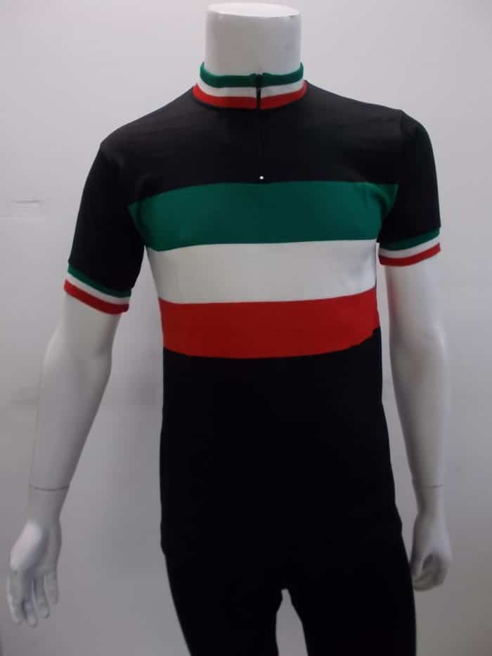 MAGLIA LANA ANNI 70' NERA FASCIA, COLLO E POLSINI TRICOLORI