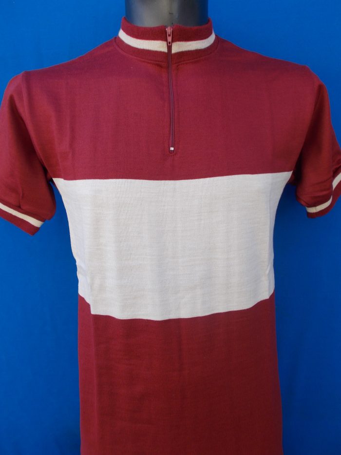 MAGLIA LANA ANNI 70' AMARANTO FASCIA E RIGO COLLO CREMA