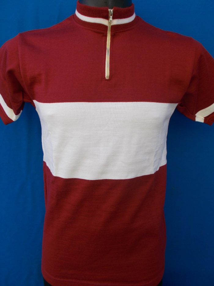 MAGLIA LANA ANNI 70' AMARANTO FASCIA BIANCA