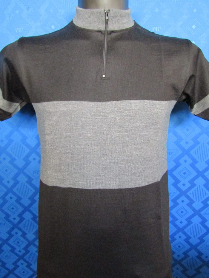 MAGLIA LANA ANNI 70' NERA FASCIA GRIGIO ANTRACITE