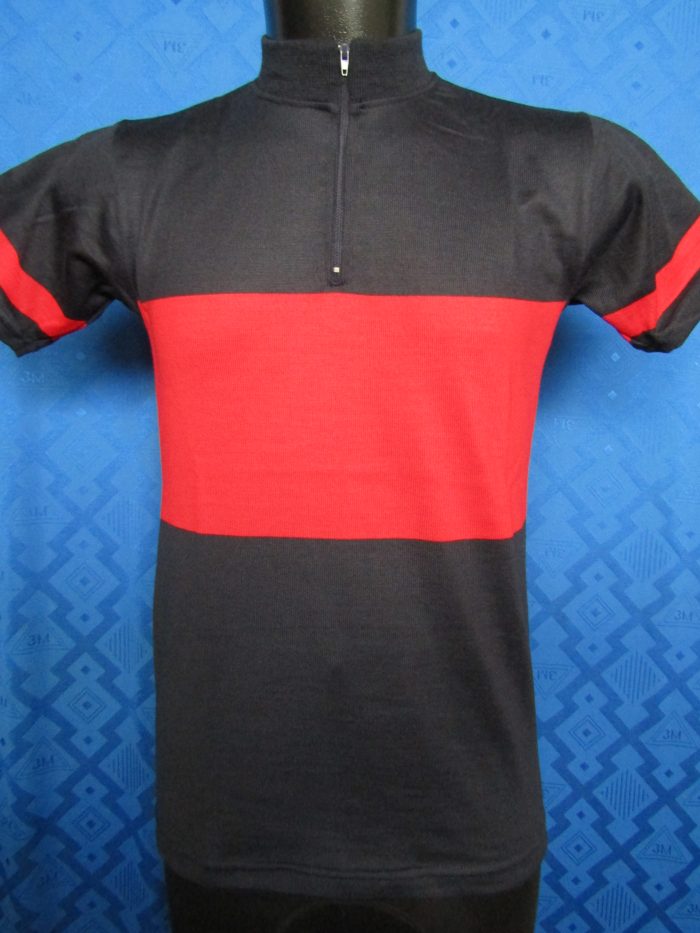 MAGLIA LANA ANNI 70' BLU PARMA FASCIA ROSSA