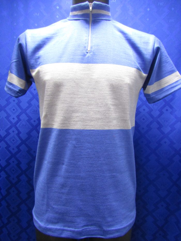 MAGLIA LANA ANNI 70' AZZURRO FASCIA E RIFINITURE GRIGIO CHIARO