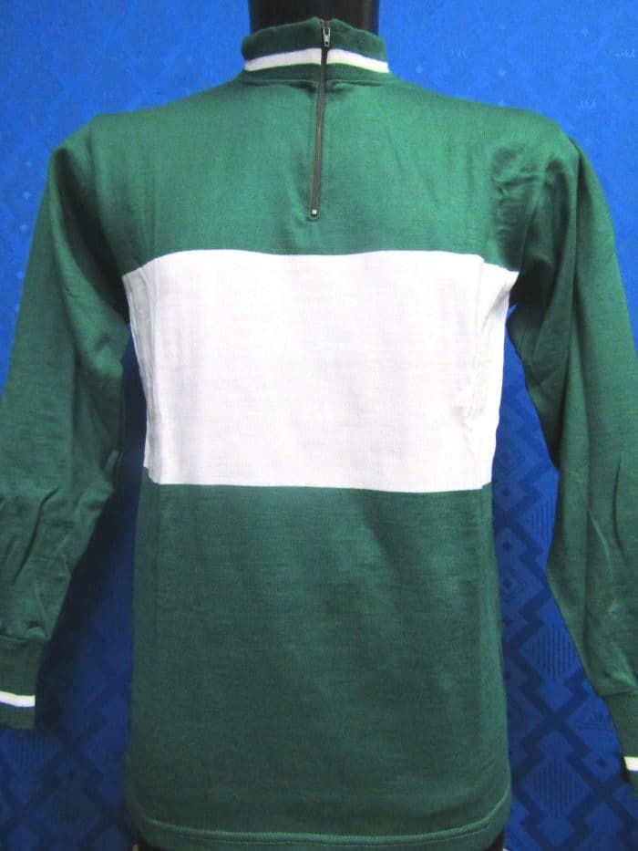 MAGLIA M/L LANA ANNI '70 VERDE FASCIA BIANCA