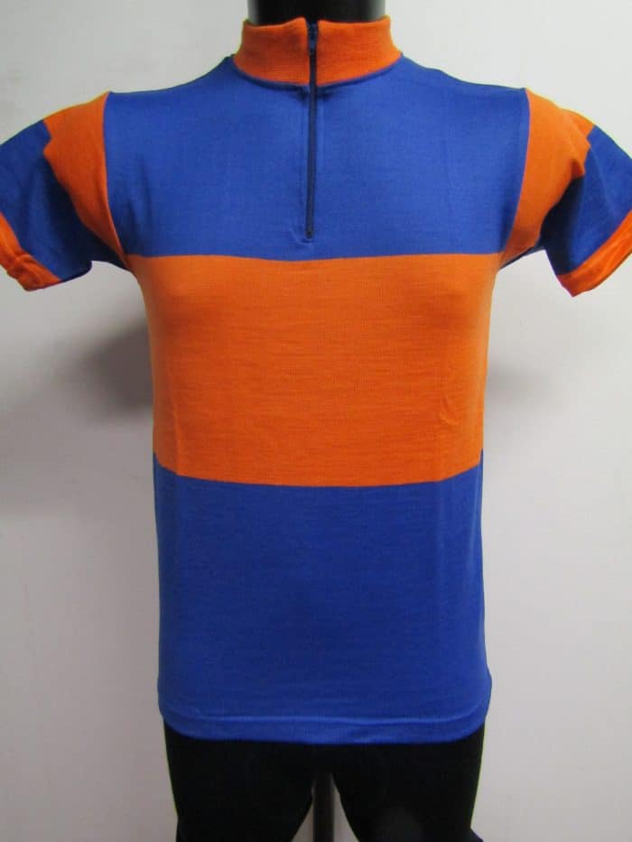 MAGLIA LANA ANNI 70' AZZURRO FASCIA E RIFINITURE ARANCIO