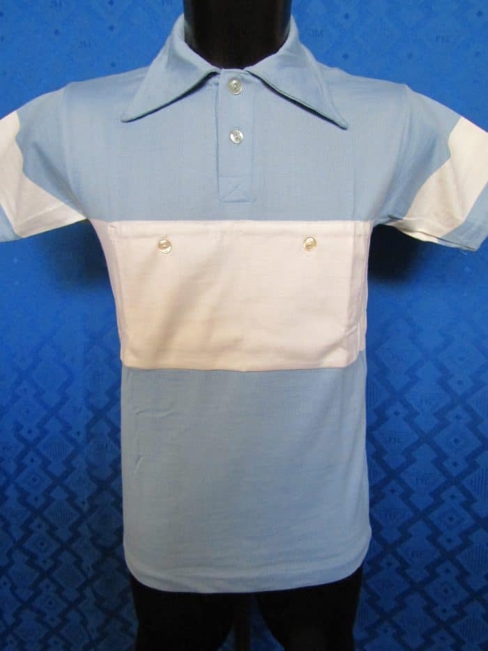 MAGLIA LANA ANNI '40/50 CELESTE FASCIA BIANCA RIGO ALTO