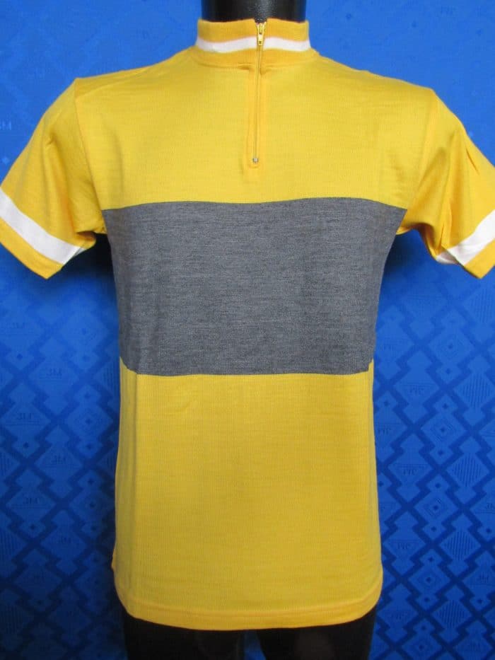 MAGLIA LANA ANNI '70 GIALLA FASCIA GRIGIA