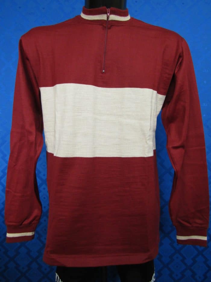 MAGLIA M/L LANA ANNI 70' AMARANTO FASCIA CREMA