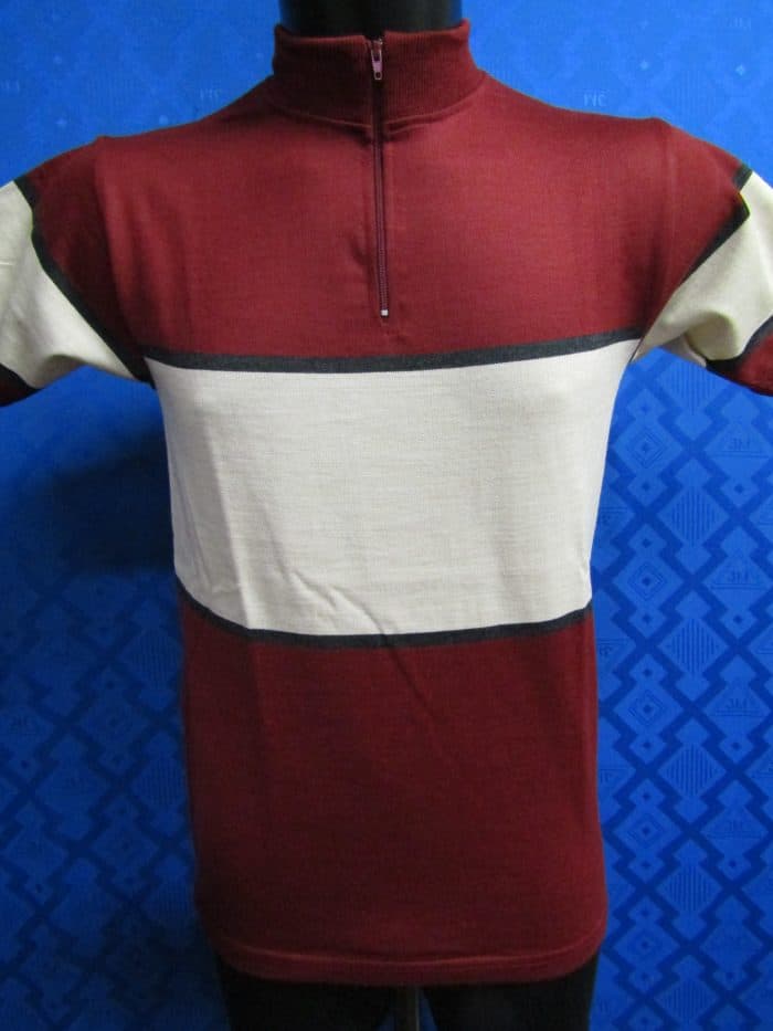 MAGLIA LANA ANNI 70' AMARANTO FASCIA CREMA E PICCOLA GRIGIO ANTRACITE