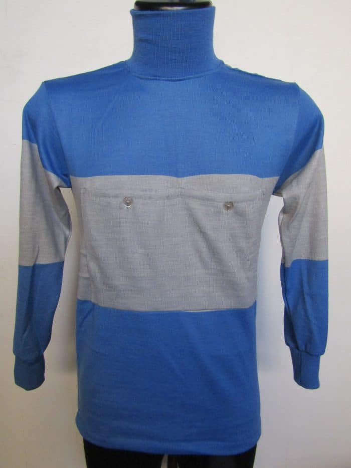 MAGLIA M/L LANA ANNI 20'/30' AZZURRA FASCIA GRIGIO CHIARO