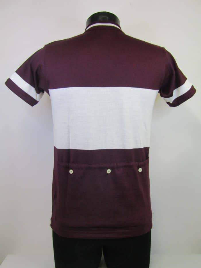 MAGLIA LANA ANNI 70' BORDEAUX FASCIA BIANCA - immagine 2