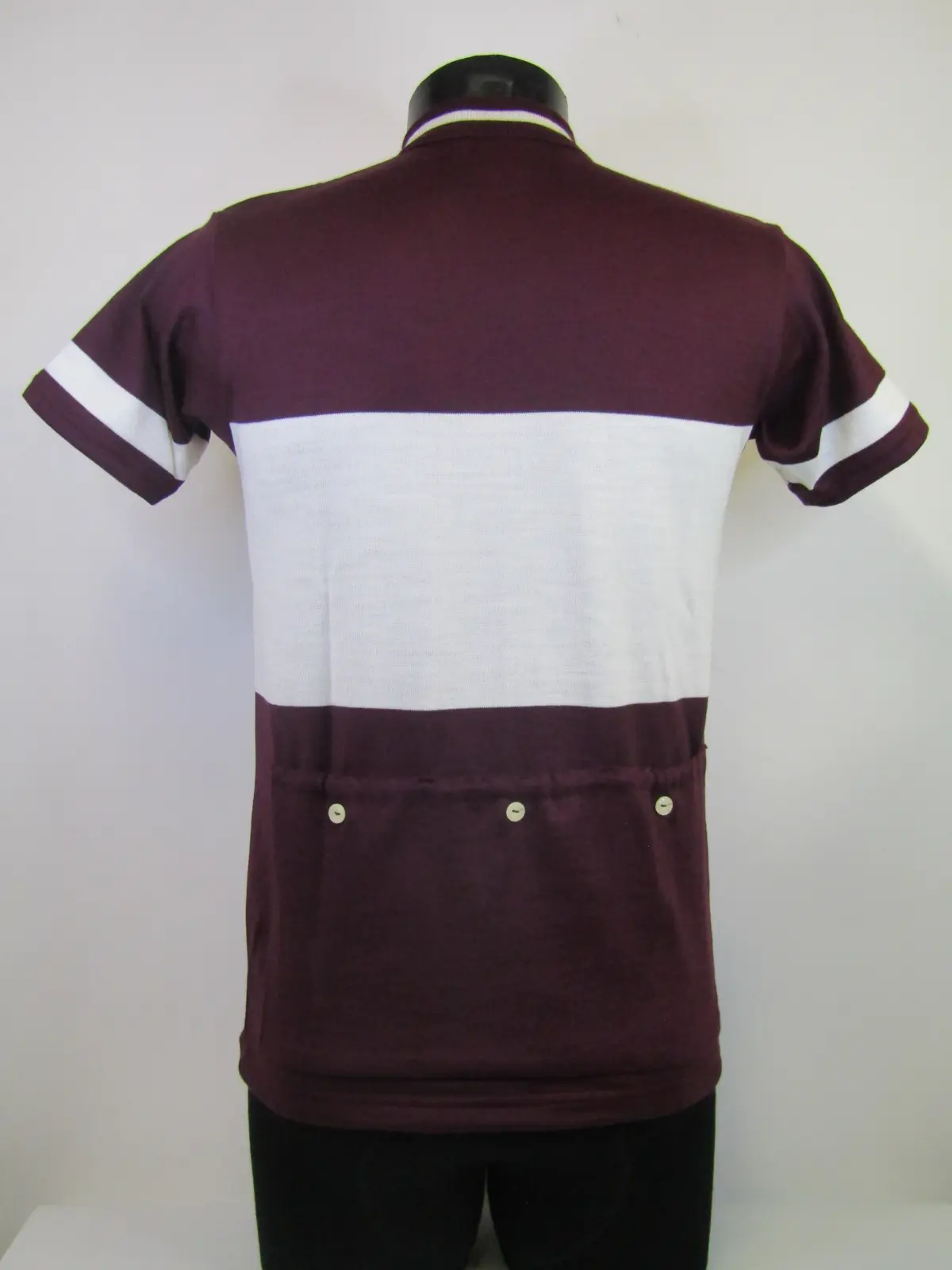 MAGLIA LANA ANNI 70' BORDEAUX FASCIA BIANCA - immagine 2