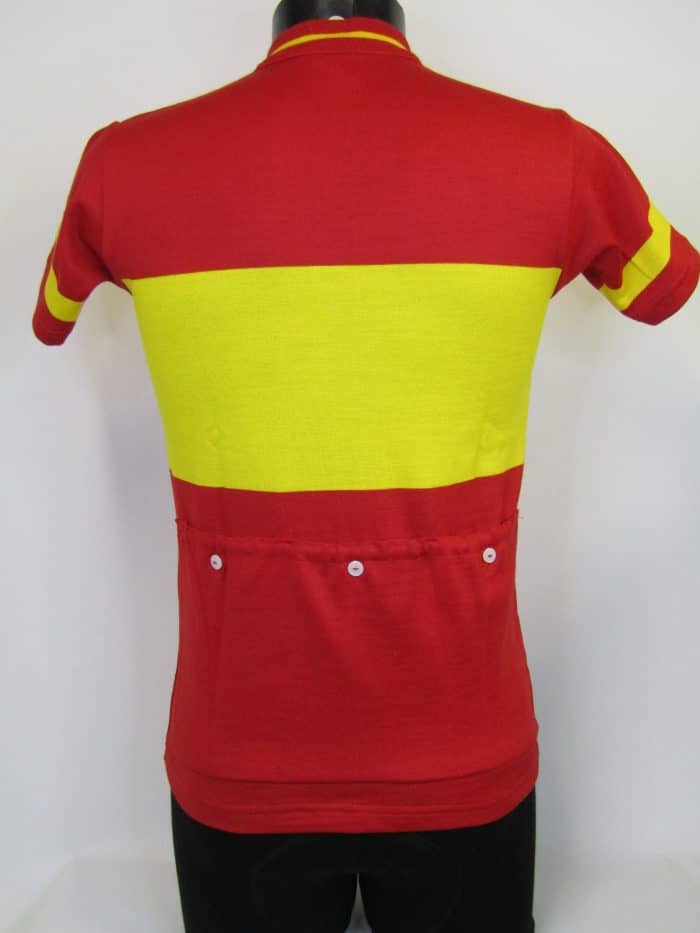 MAGLIA LANA ANNI 70' ROSSA FASCIA E RIFINITURE GIALLO - immagine 2