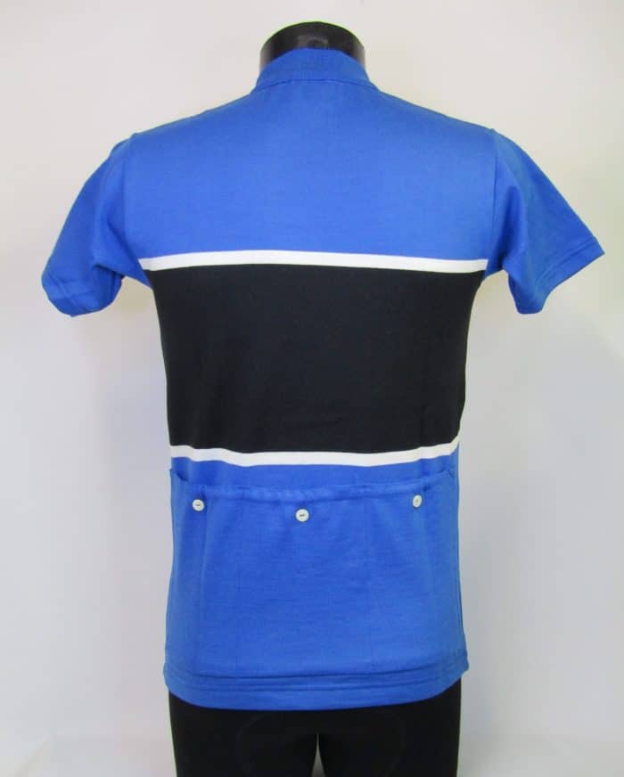 MAGLIA LANA ANNI 70' AZZURRA FASCIA NERA E PICCOLA BIANCA - immagine 2