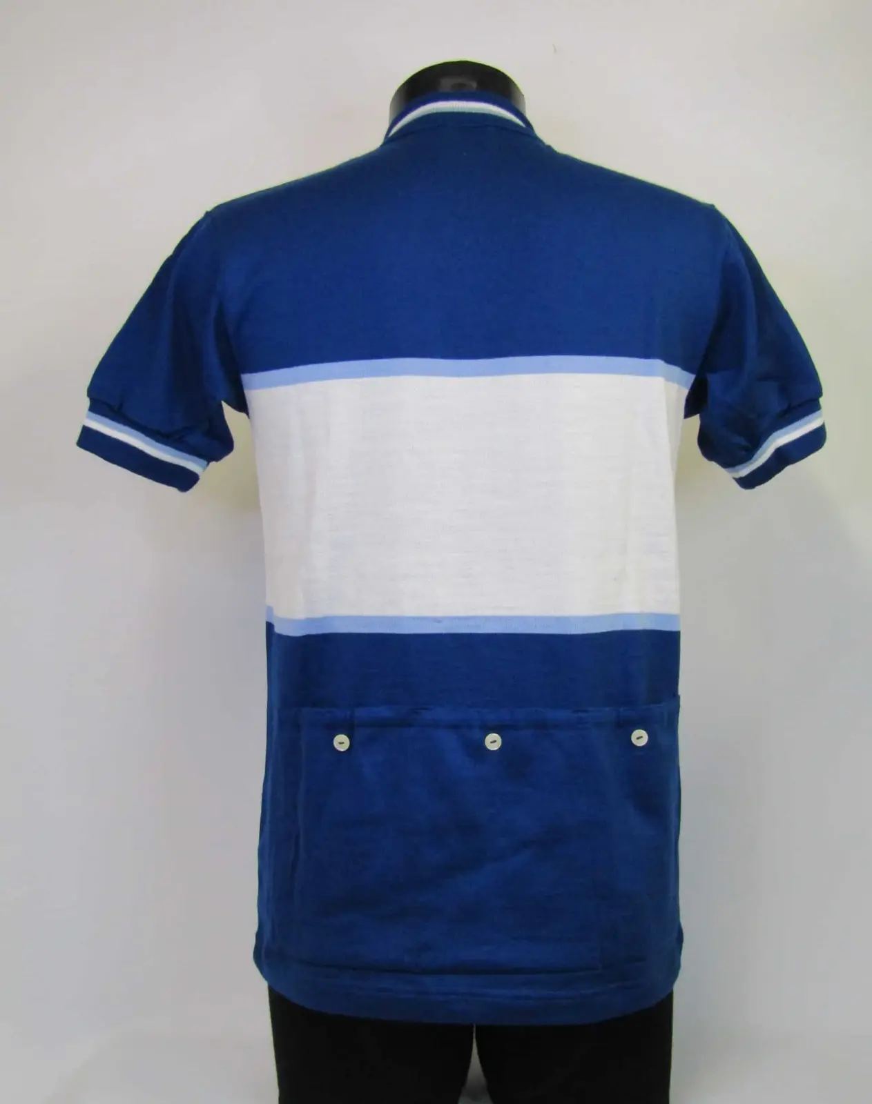 MAGLIA LANA ANNI 70' BLU FASCIA BIANCA E PICCOLA CELESTE - immagine 2