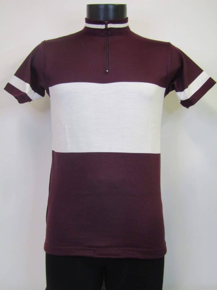 MAGLIA LANA ANNI 70' BORDEAUX FASCIA BIANCA