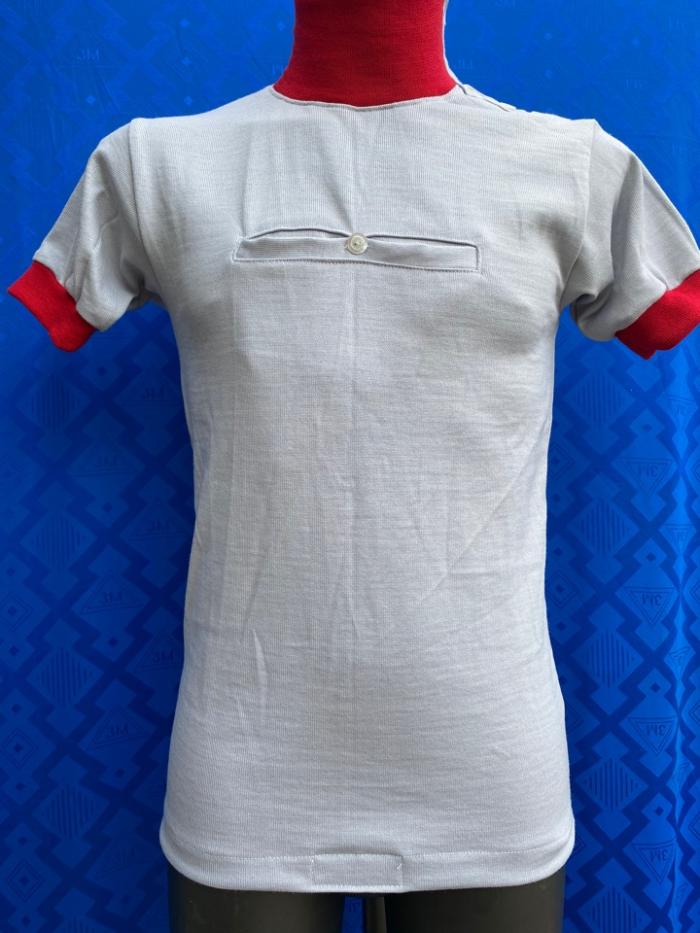 MAGLIA LANA ANNI 10'/20' GRIGIO CHIARO COLLO E POLSINI ROSSI