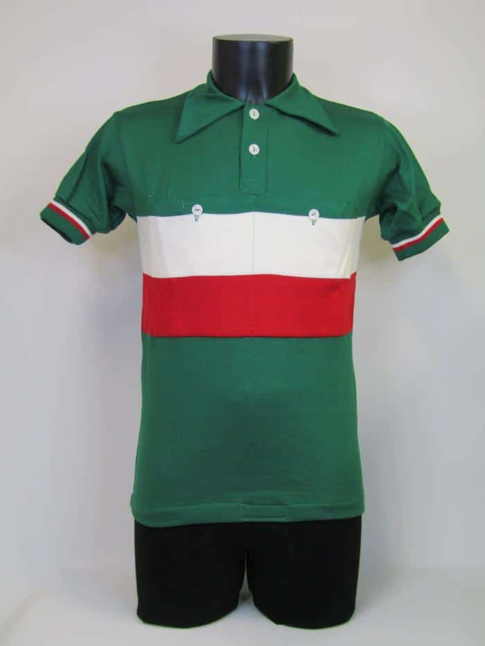 MAGLIA LANA ANNI '40/50 VERDE FASCIA ROSSA E BIANCA