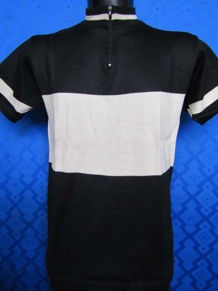 MAGLIA LANA ANNI 70' NERA FASCIA BIANCA, MANICHE E COLLO RIGO BIANCO
