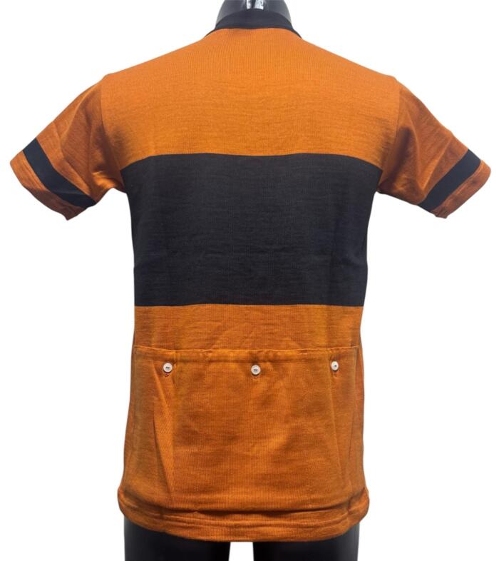 MAGLIA LANA ANNI 70 ARANCIO ANTICO FASCIA NERA - immagine 2