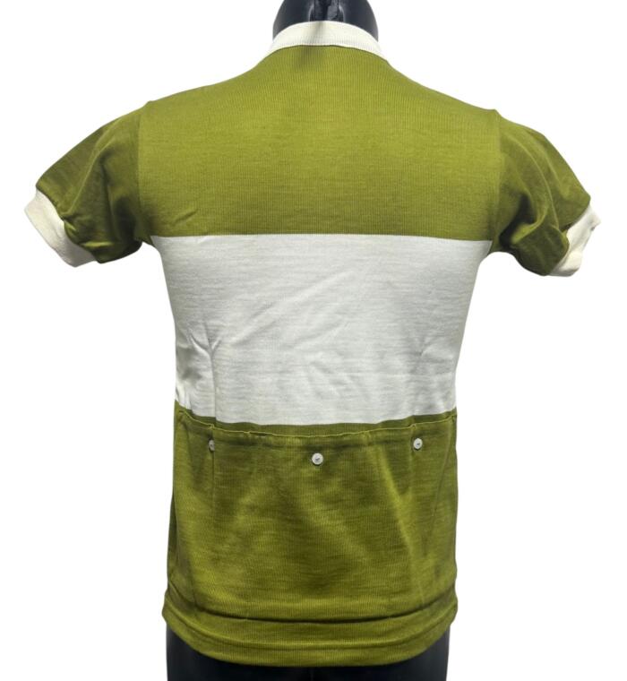MAGLIA LANA ANNI 70 VERDE ANTICO FASCIA PANNA - immagine 2