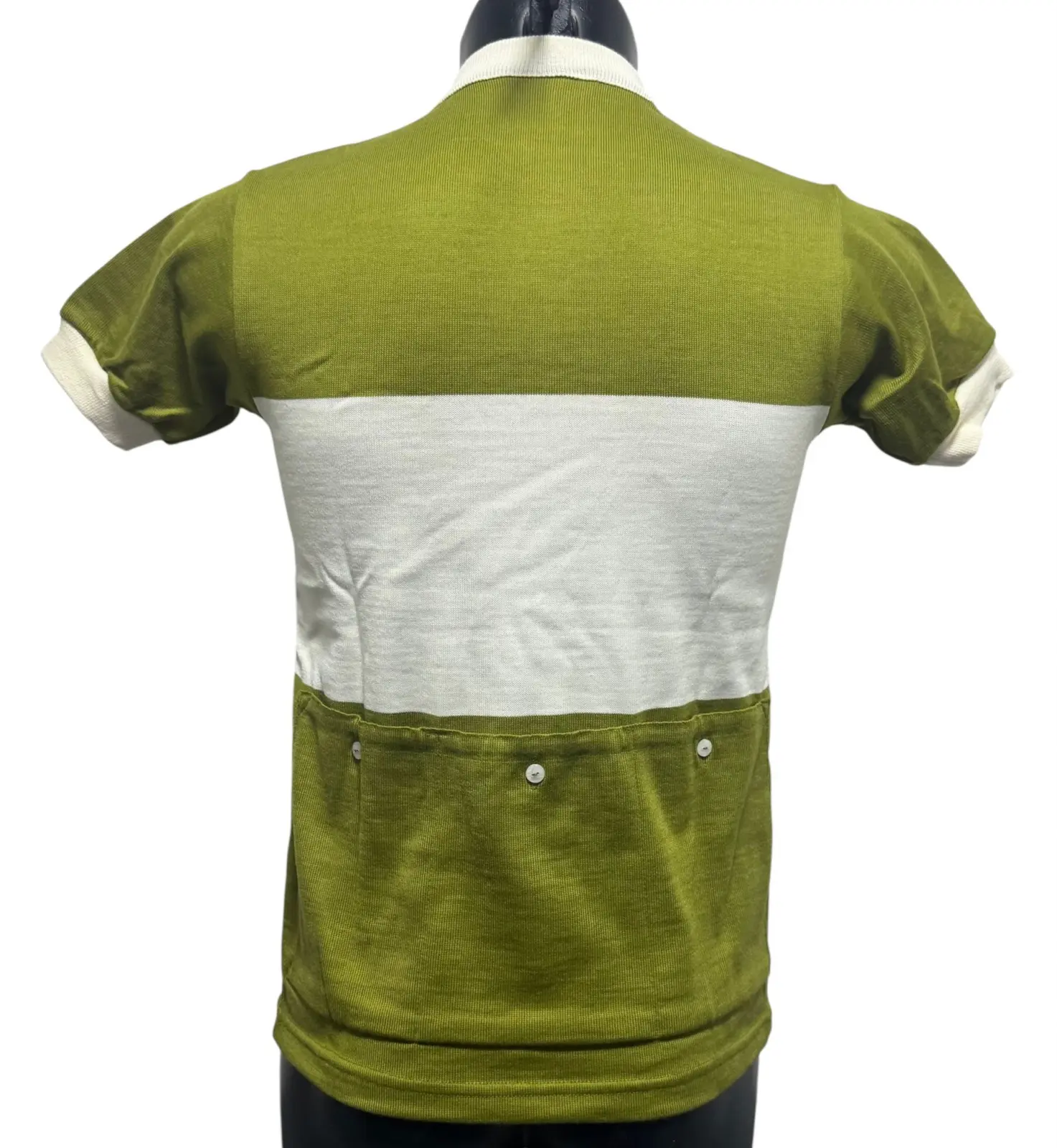 MAGLIA LANA ANNI 70 VERDE ANTICO FASCIA PANNA - immagine 2