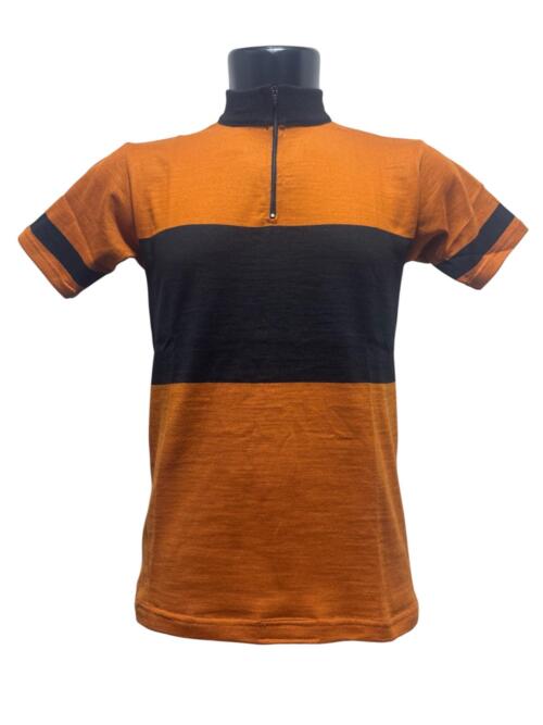 MAGLIA LANA ANNI 70 ARANCIO ANTICO FASCIA NERA