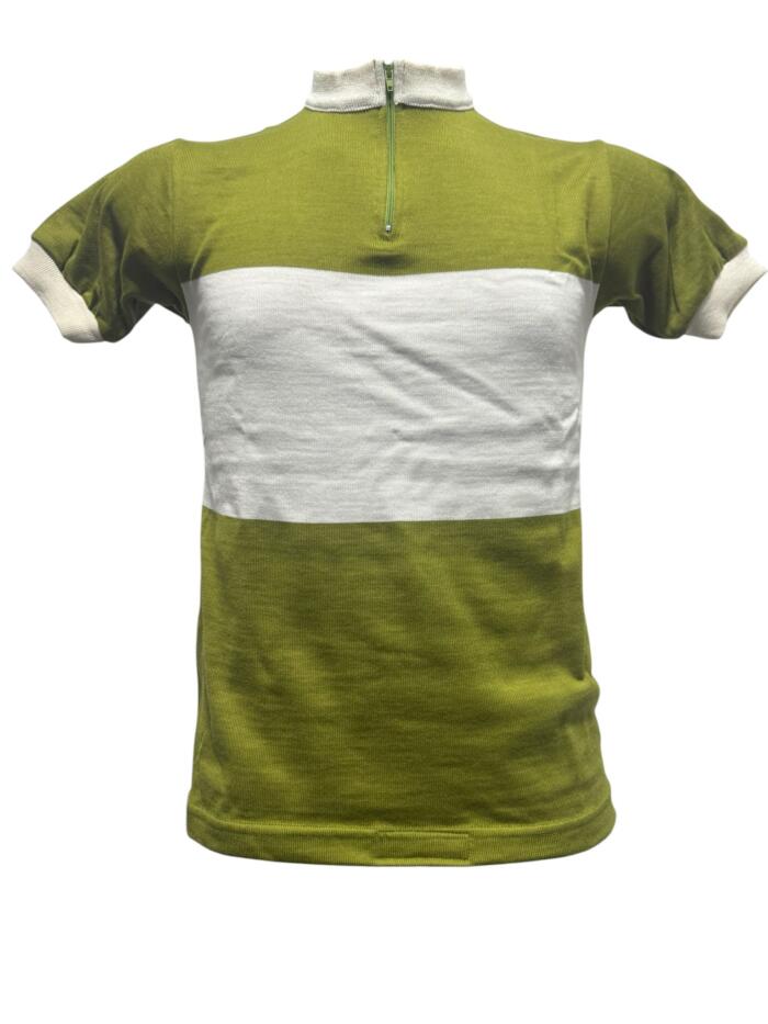 MAGLIA LANA ANNI 70 VERDE ANTICO FASCIA PANNA